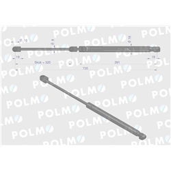 Siłownik szyby tylnej L max. 740mm AL66991P JOHN DEERE POLMO-347450236