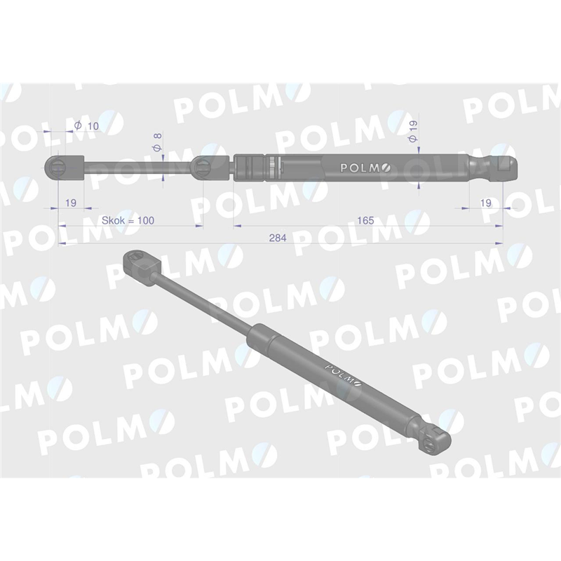 Siłownik szyby przedniej drzwi L max. 284mm AL71412P JOHN DEERE POLMO-347878516
