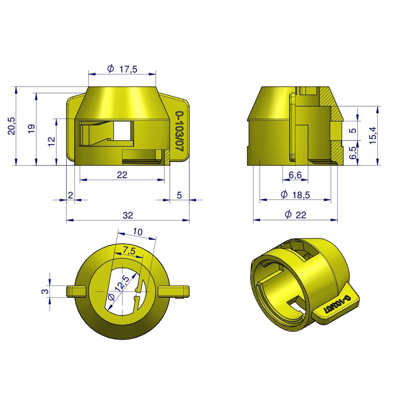 Kołpak żółty 0-103/07 do dyszy szczelinowej Opryskiwacz-347874566
