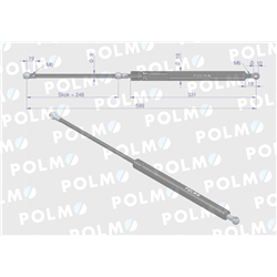 Siłownik szyby tylnej L max. 599mm CA516619P FENDT POLMO-347450155