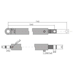Cylinder hydrauliczny, siłownik, cyklop podpory lewy Kraj-347871908