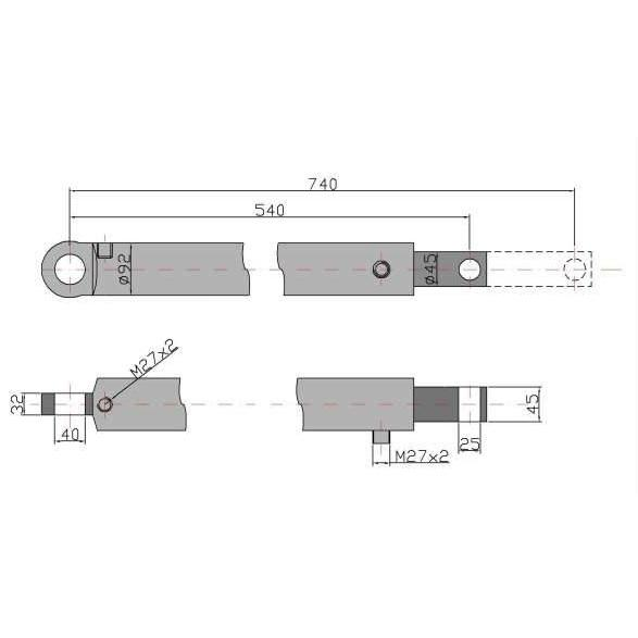 Cylinder hydrauliczny, siłownik, cyklop podpory lewy Kraj-347871908