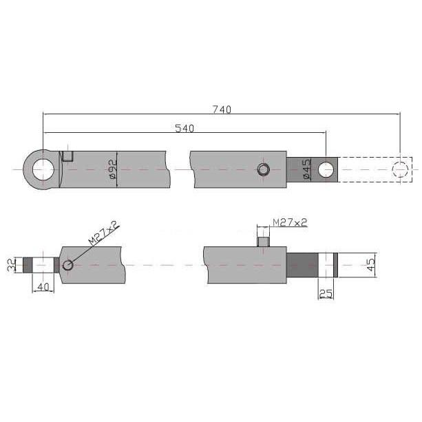 Cylinder hydrauliczny, siłownik, cyklop podpory prawy Kraj-347441346