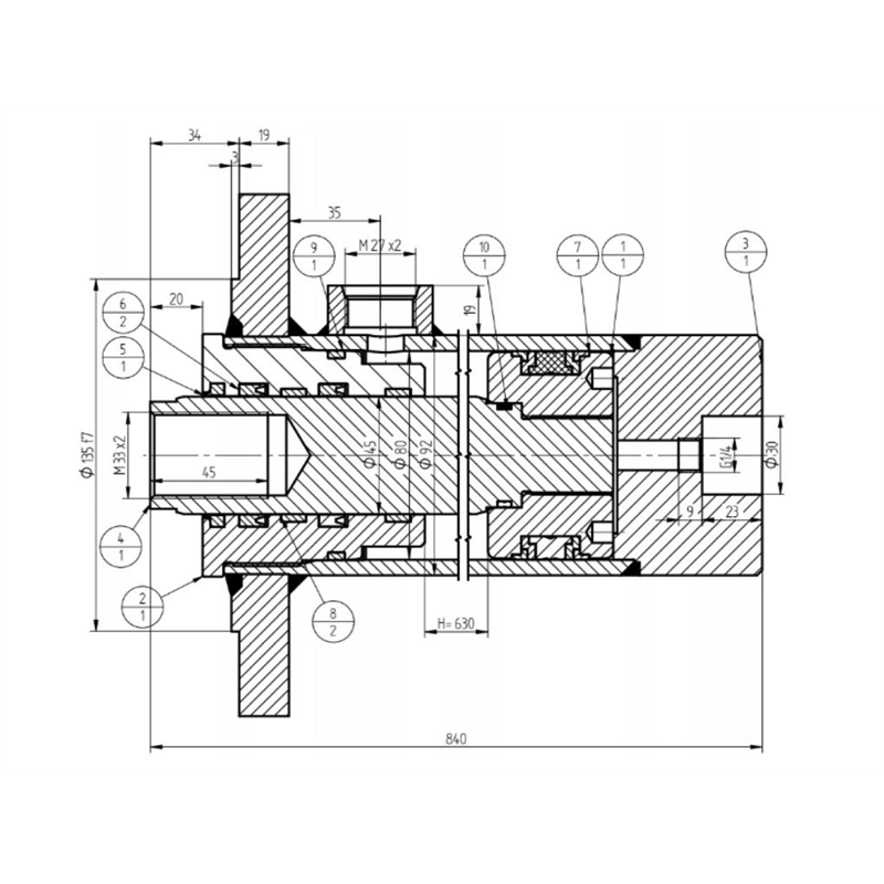 Cylinder hydrauliczny, siłownik, cyklop obrotu CJ5 z kołnierzem Kraj-347446033