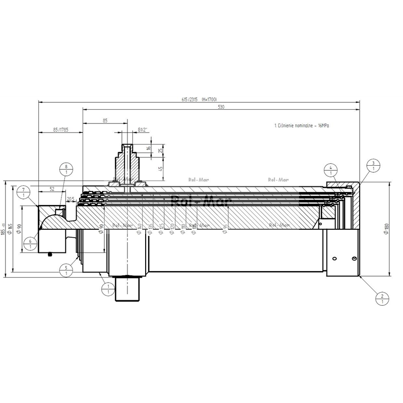Siłownik hydrauliczny teleskopowy ST4-1700 CTS-246/75/4/1700-347876829