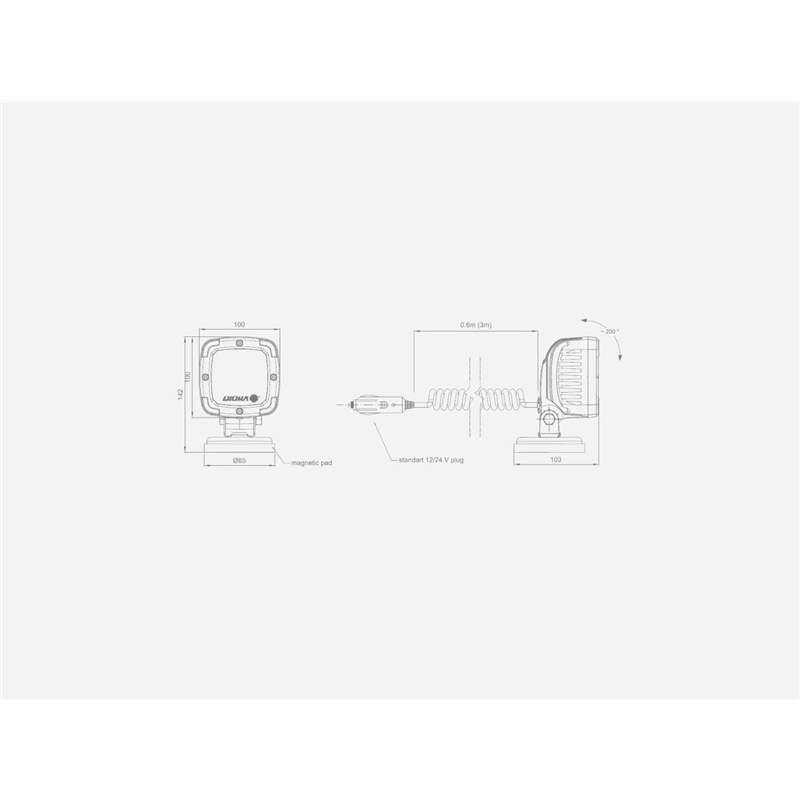 Lampa robocza aluminiowa 9-diodowa 2800Lm mocowanie magnes DIO008 LED DIORA-347453831