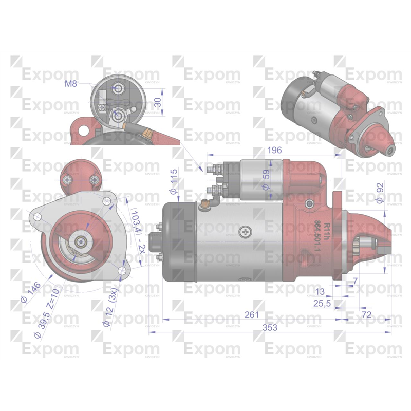 Rozrusznik R11H 12V 3kW MF3 EXPOM KWIDZYN eu-347465941