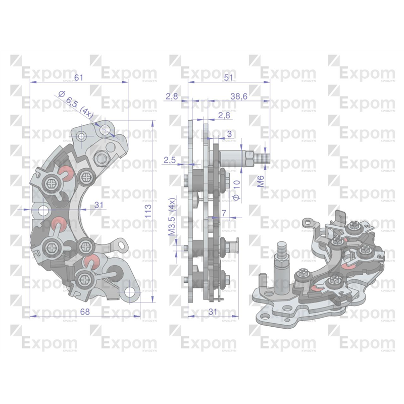 Prostownik diody alternatora  MF3 Nowy Typ EXPOM KWIDZYN eu-347456989
