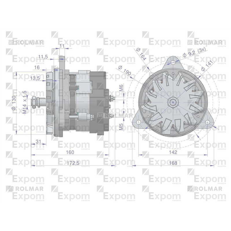 Alternator mocowany na sprężarkę EX-241020 MF3 Nowy Typ EXPOM KWIDZYN eu-347885328