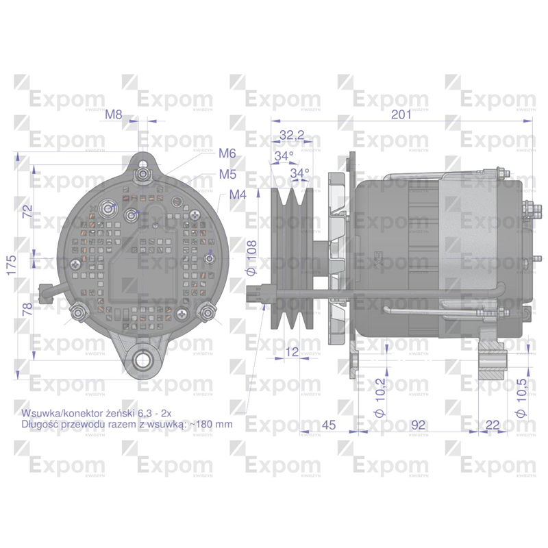 Alternator MTZ  80A z przewodem EXPOM KWIDZYN eu-347472000