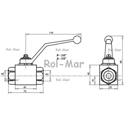 Zawór kulowy hydrauliczny dwudrożny 25 MPA 3/8"-347871439