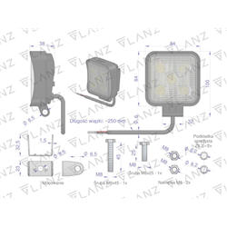 Lampa robocza kwadratowa mini 15W 5 LED GLANZ-347885556