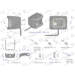 Lampa robocza kwadratowa szerokokątna 48W 12LED GLANZ-347887113