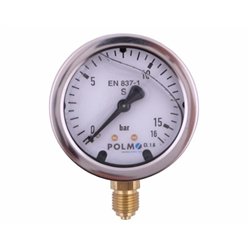 Manometr glicerynowy M63 0-16 bar dolne przyłącze G1/4" POLMO-347879040