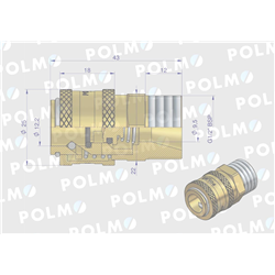 Szybkozłącze pneumatyczne P26 NW7.2 gniazdo 1/2"BSP gwint zewnętrzny POLMO  ( sprzedawane po 5 )-347878760