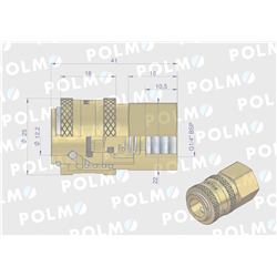 Szybkozłącze pneumatyczne P26 NW7.2 gniazdo 1/4"BSP gwint wewnętrzny POLMO  ( sprzedawane po 5 )-347878763