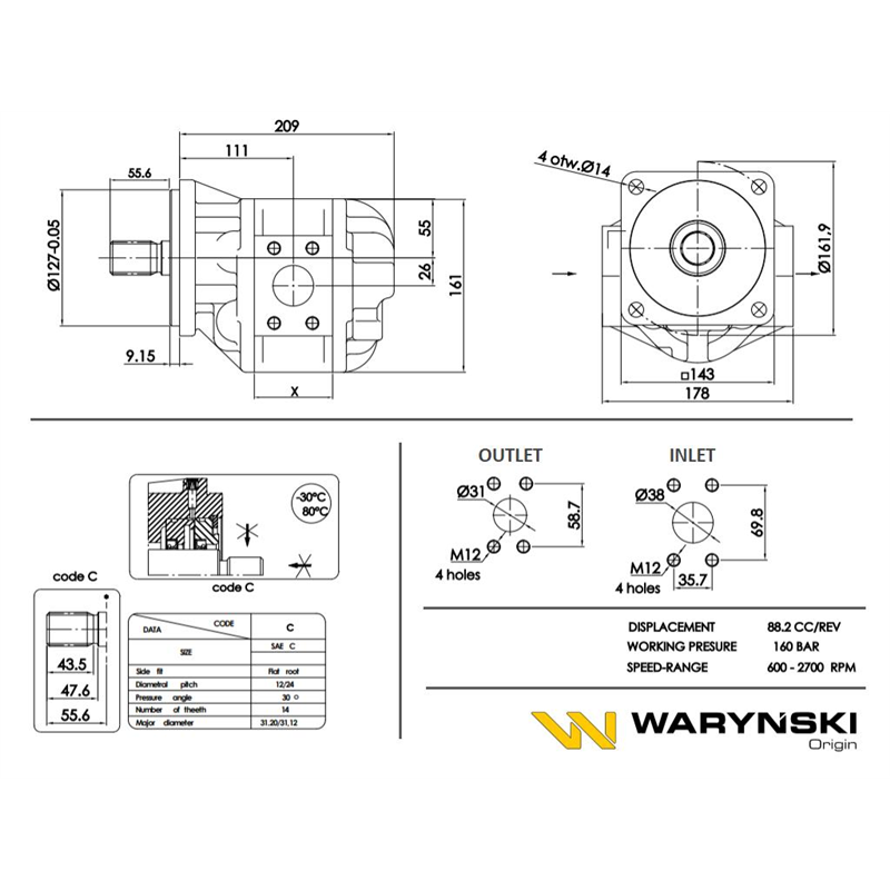 Pompa hydrauliczna P2C2120C5B26C P-006C Waryński-347446849