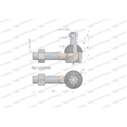 Przegub kierowniczy 153mm- 1 1/8-12 RE12325 WARYŃSKI-347879683