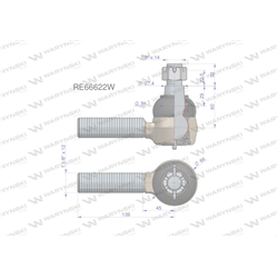 Przegub kierowniczy 139mm - 1 1/8" RE66622 WARYŃSKI-347456242