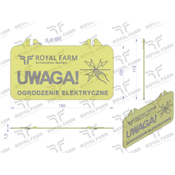Tabliczka informacyjna UWAGA OGRODZENIE ELEKTRYCZNE Royal Farm-347902549