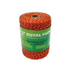 Plecionka, do elektryzatora 2mm, 3x0,16mm SS żółto-pomarańczowa 400m, Royal Farm-347479044