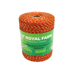 Plecionka, do elektryzatora 2mm, 3x0,16mm SS żółto-pomarańczowa 500m, Royal Farm-347907448