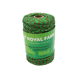 Plecionka, do elektryzatora 2,5mm, 3x0,20mm SS zielono-pomarańczowa 200m, Royal Farm-347479028