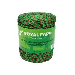Plecionka, do elektryzatora 2,5mm, 3x0,20mm SS zielono-pomarańczowa 400m, Royal Farm-347479014