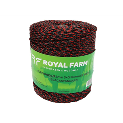 Plecionka, do elektryzatora 3mm, 3x0,20mm SS czarno-pomarańczowa 400m, Royal Farm-347907417