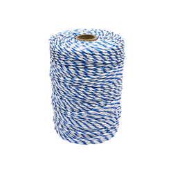 Plecionka, do elektryzatora 3mm, 2x0,20mm Cu, 4x0,20mm SS biało-niebieska 200m, Royal Farm-347479049