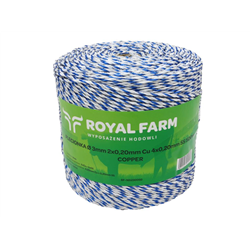 Plecionka, do elektryzatora 3mm, 2x0,20mm Cu, 4x0,20mm SS biało-niebieska 500m, Royal Farm-347479040