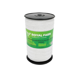 Taśma, do elektryzatora 20 mm, 2x0,25mm Cu, 4x0,16mm SS biała 200m, Royal Farm-347907436