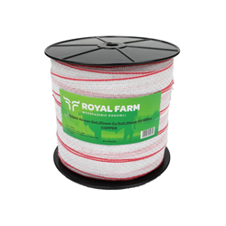 Taśma, do elektryzatora 40mm, 3x0,25mm Cu, 5x0,25mm SS biało-czerwona 200m, Royal Farm-347907460