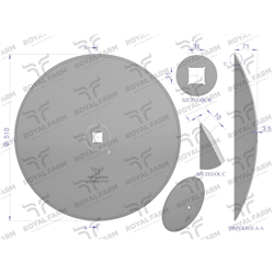 Talerz, gładki fi 510 otwór 30x30 stal borowa, 1279621010 1240040020, Royal Farm-347479491