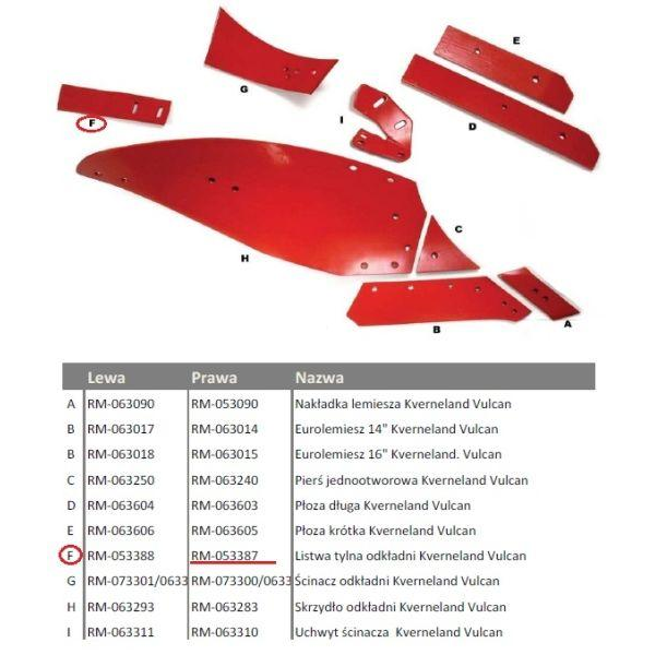 Listwa tylna odkładni prawa Kverneland Vulcan-347442253