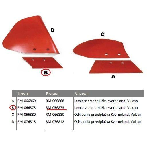 Lemiesz przedpłużka prawy Kverneland. Vulcan-347443033