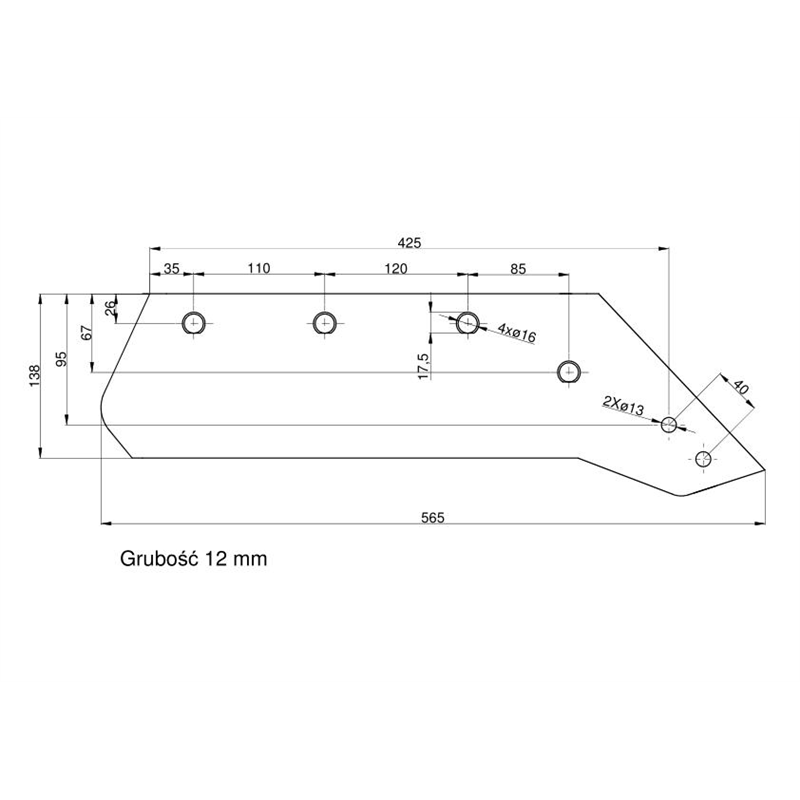 Eurolemiesz prawy 16" Kverneland Kraj-347445024