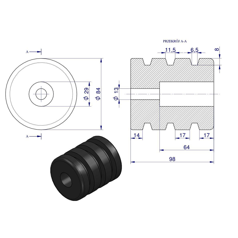 Resor. odbój gumowy otwór mocujący 13mm wysokość 100mm NR-195 Przyczepa-347451228