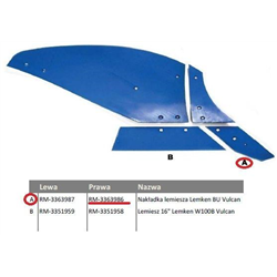 Dłuto, nakładka lemiesza prawa Lemken BU Vulcan pasuje śruba M12X35PL - 2 szt.-347443111