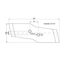 Dłuto, nakładka lemiesza obracalna lewa Kuhn Vulcan pasuje śruba M12X34OV2 - 2 szt.-347872124