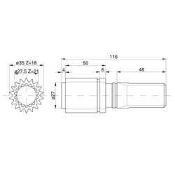 Wałek przedniej zwolnicy 18Z\21Z 81320C1 Case-347443733