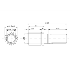 Wałek przedniej zwolnicy 18Z\18Z 5214359, 81435C1 Case-347871714