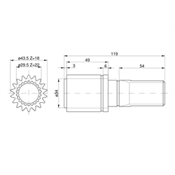 Wałek przedniej zwolnicy 22Z\18Z 81683C1 Case-347443737