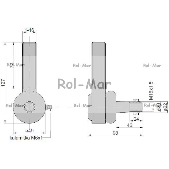 Przegub kulowy targańca hederu AH21345 John Deere-347444093