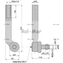 Przegub kierowniczy 260mm - M24x1,5 AL116741 John Deere TAQ-347444112