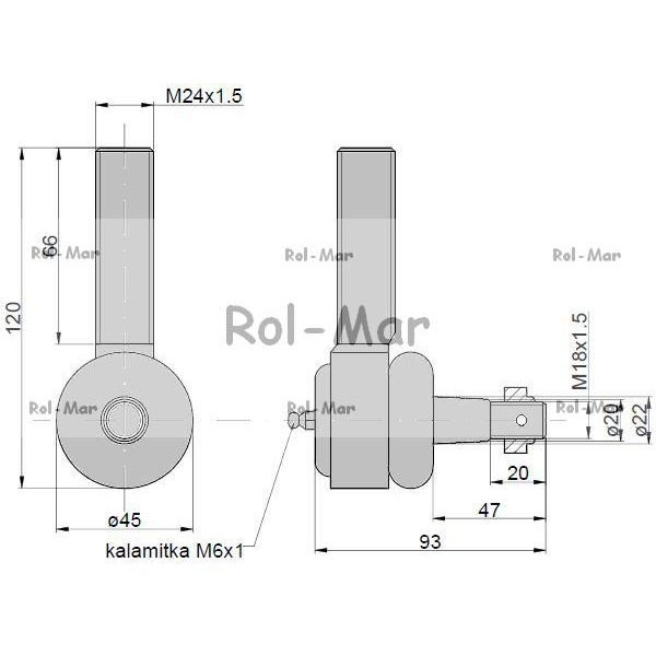 Przegub 105mm 20-22mm AL82826 John Deere-347444019