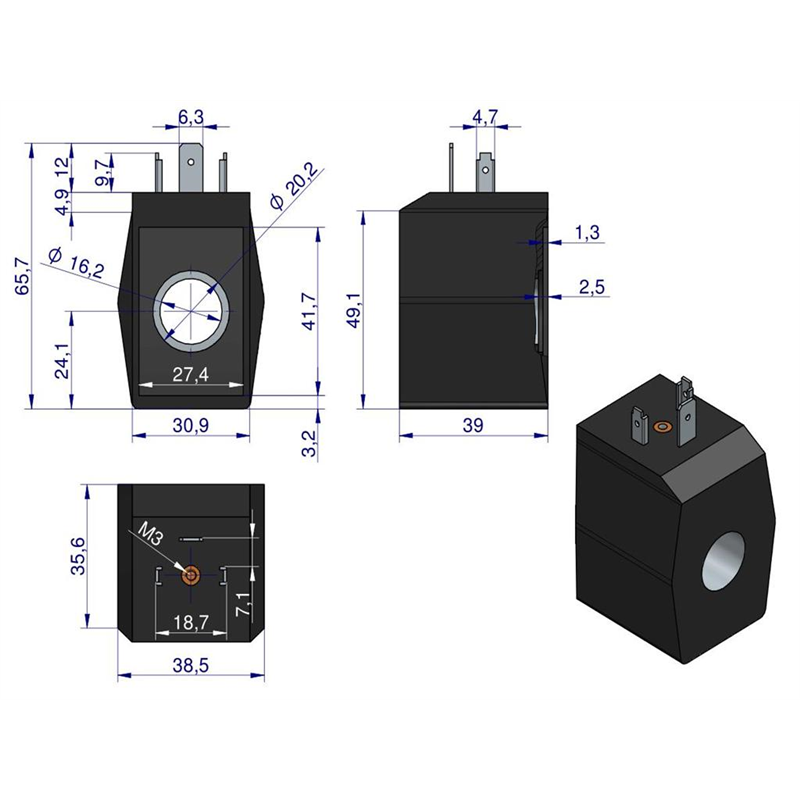 Cewka elektrozaworu 16mm 18W 230V-347876840