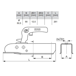 Głowica zaczepowa ZSK-1300H DMC1300kg zastosowanie przyczepka SPP-347883208