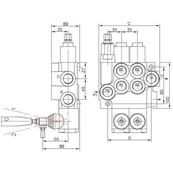 Rozdzielacz hydrauliczny jednosekcyjny z zatrzaskiem (1) 40L-347443845