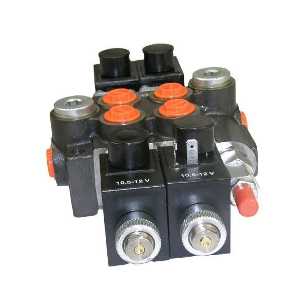 Rozdzielacz hydrauliczny dwusekcyjny sterowany elektrycznie 50L-347444266